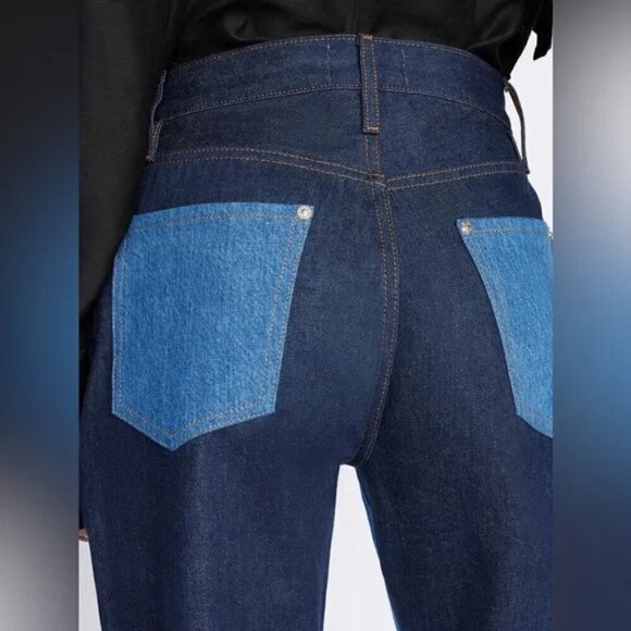 New FRAME Denim Le Contrast Jane High Rise Contrast Patchwork Jeans- Size 25 - Picture 4 of 9